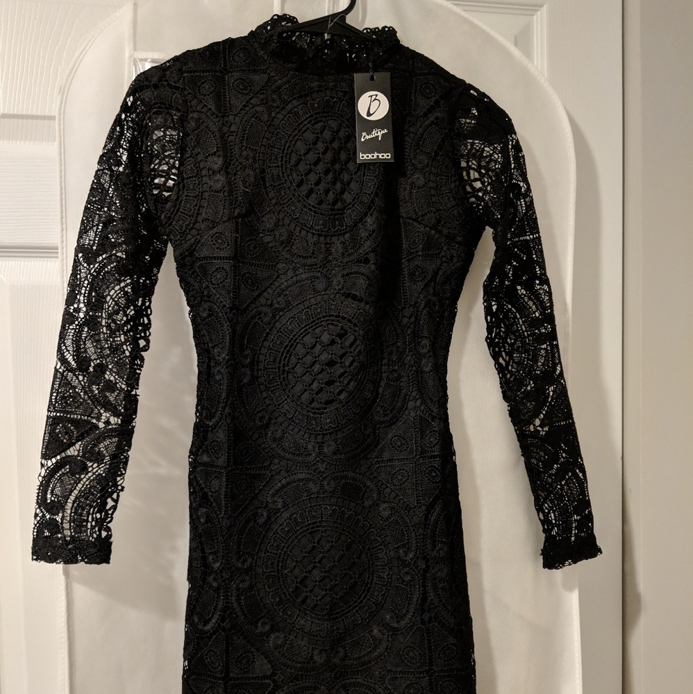 Black lace high neck bodycon dress